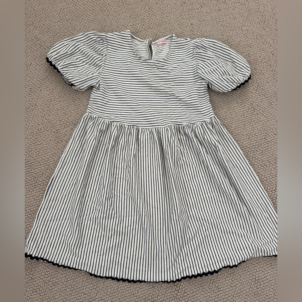 Chic La Coqueta Striped Kids Dress in Black and White